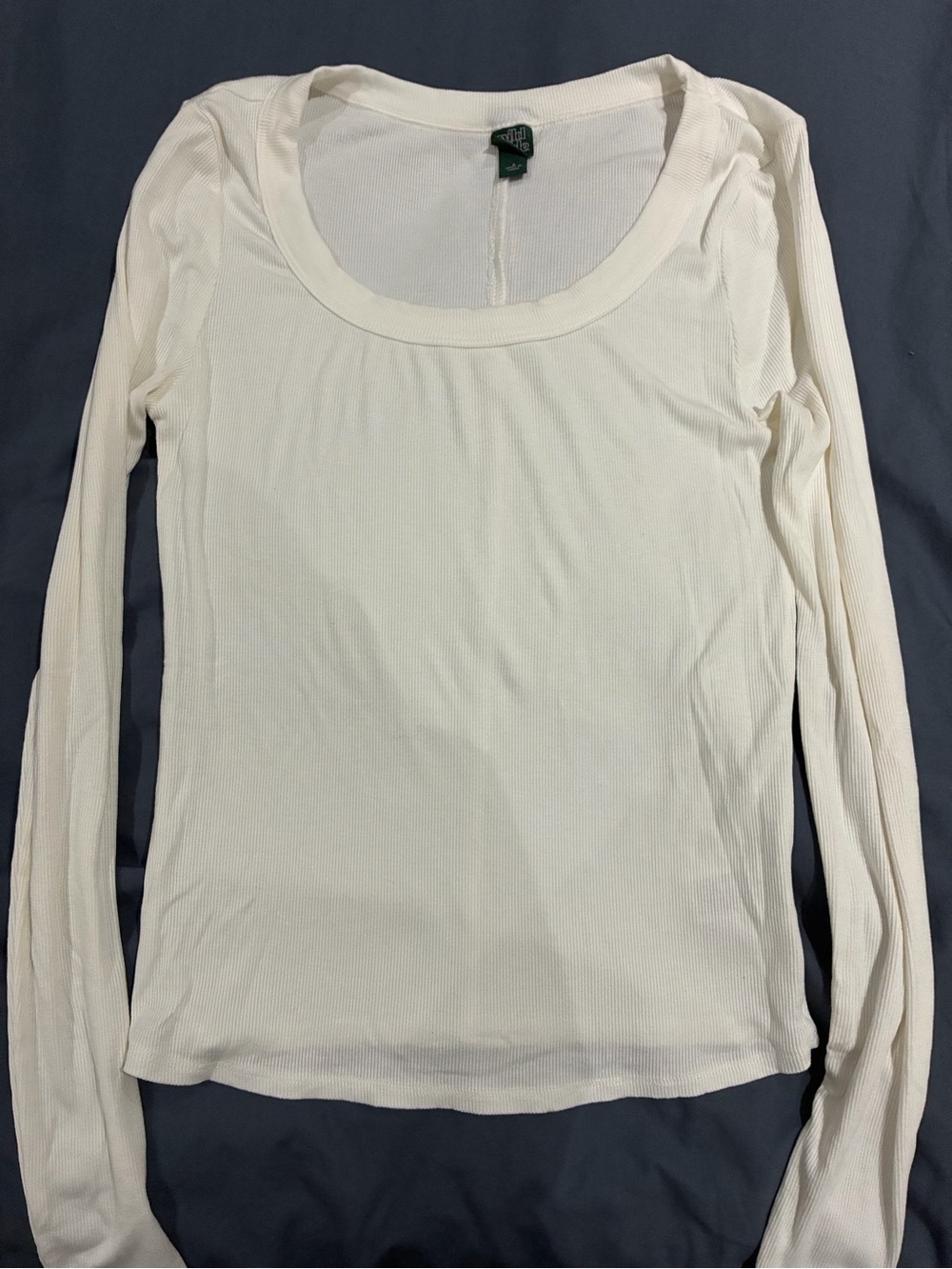 wild fable white/cream Scoop Neck Long-Sleeve Ribbed Top